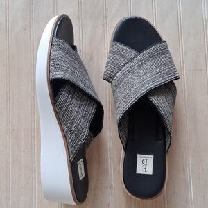 ED Ellen Degeneres Svetlana Cross Strap Knit Wedge Platform Sandals Slide